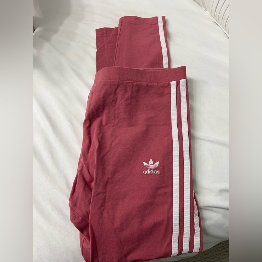 Adidas Pink Joggers with White Stripes
